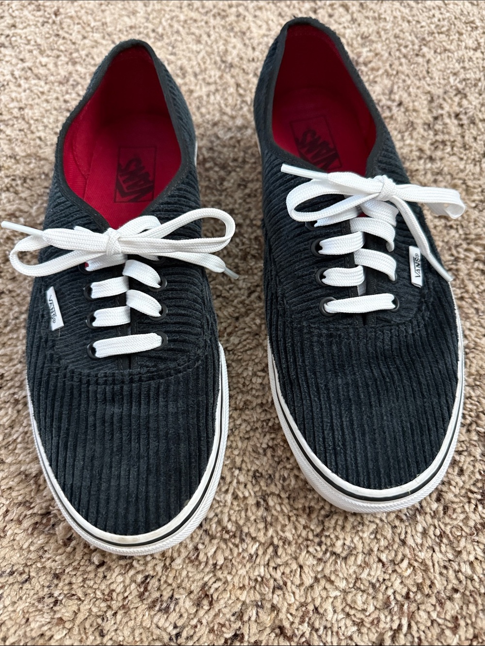 Vans Black Corduroy Low-Top Sneakers with White Laces
